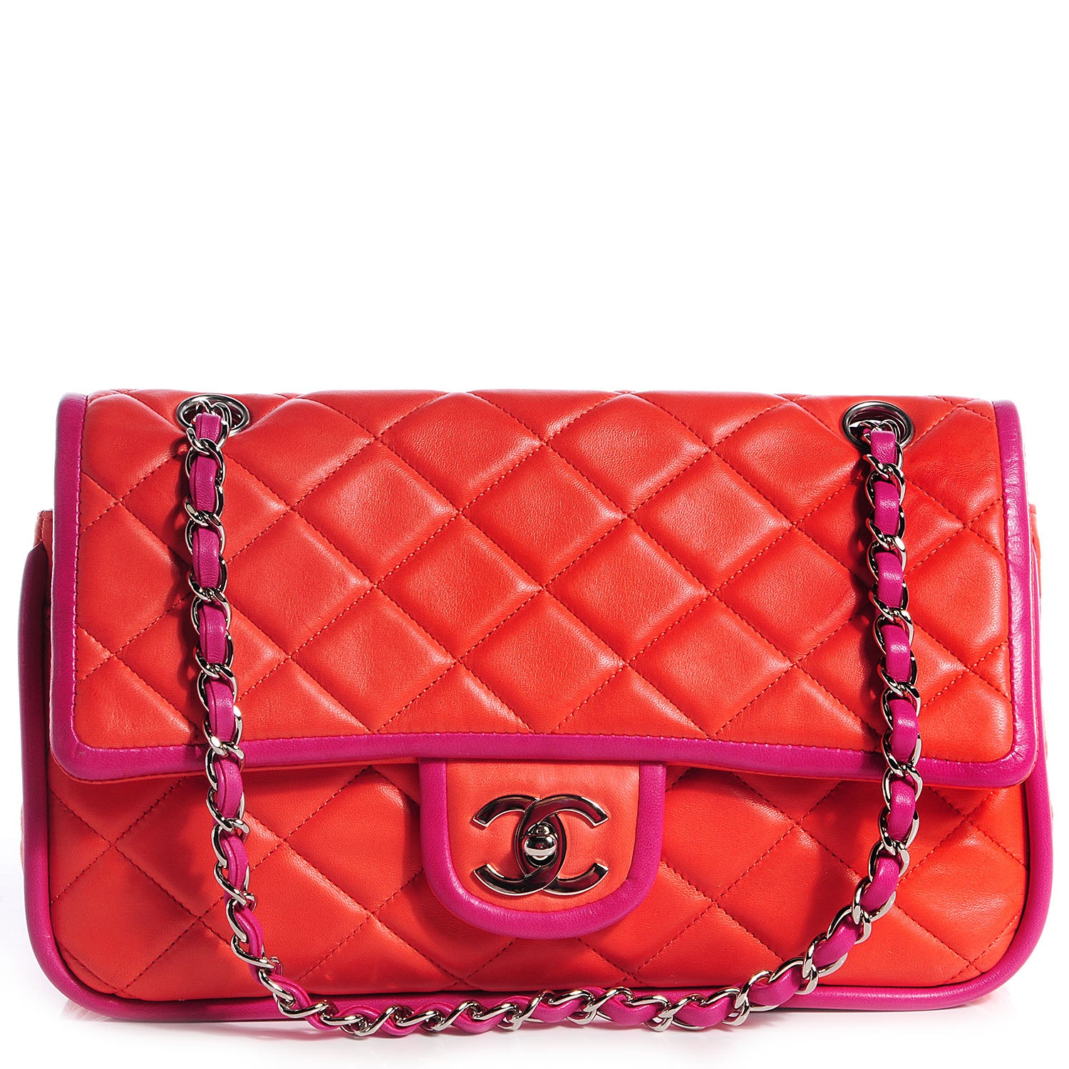 Chanel Lambskin Quilted Medium Double Flap Coral 1 of 9