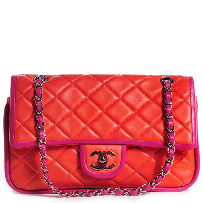 Chanel Lambskin Quilted Medium Double Flap Coral 1 of 9