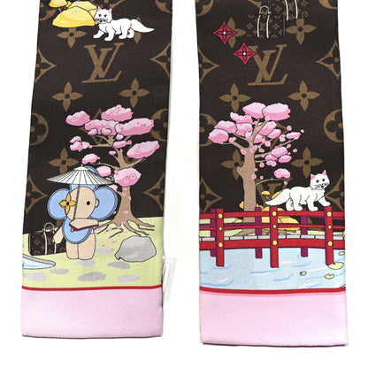Louis Vuitton Silk Monogram 2021 Christmas Animation Japanese Garden Bandeau Marron 2 of 4