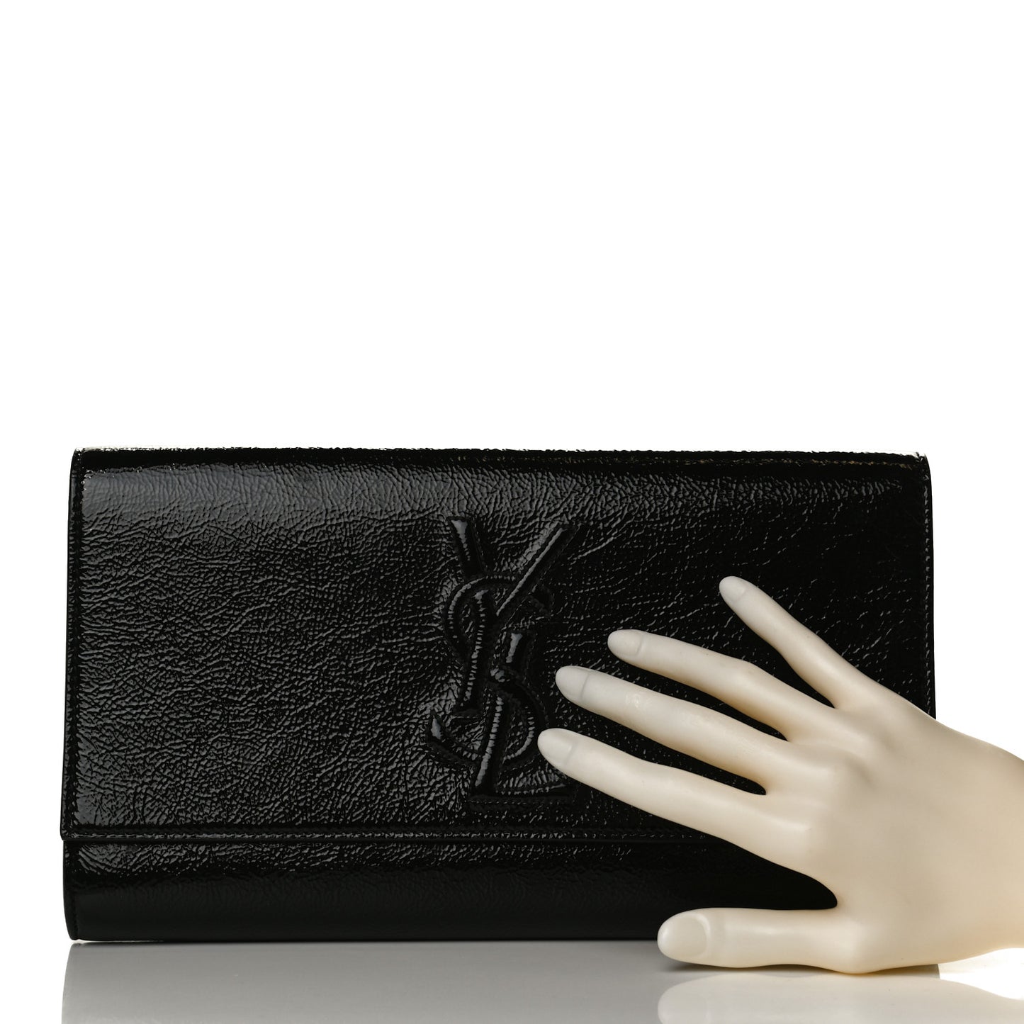 Textured Patent Monogram Small Belle De Jour Clutch Black