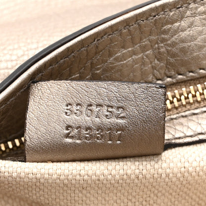 Gucci Metallic Pebbled Calfskin Medium Soho Flap Crossbody Golden Beige 7 of 11
