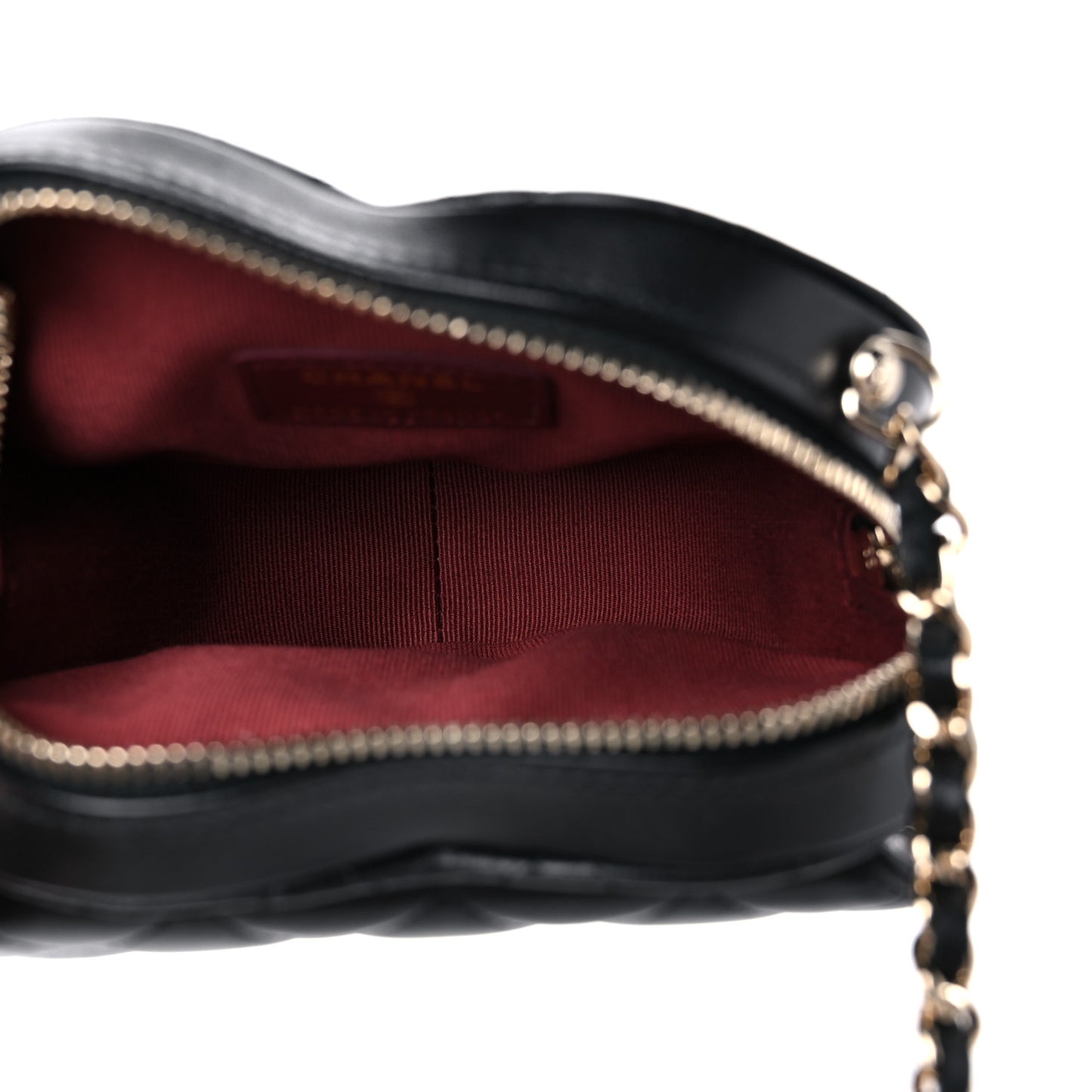 Lambskin Quilted CC In Love Heart Clutch With Chain Black