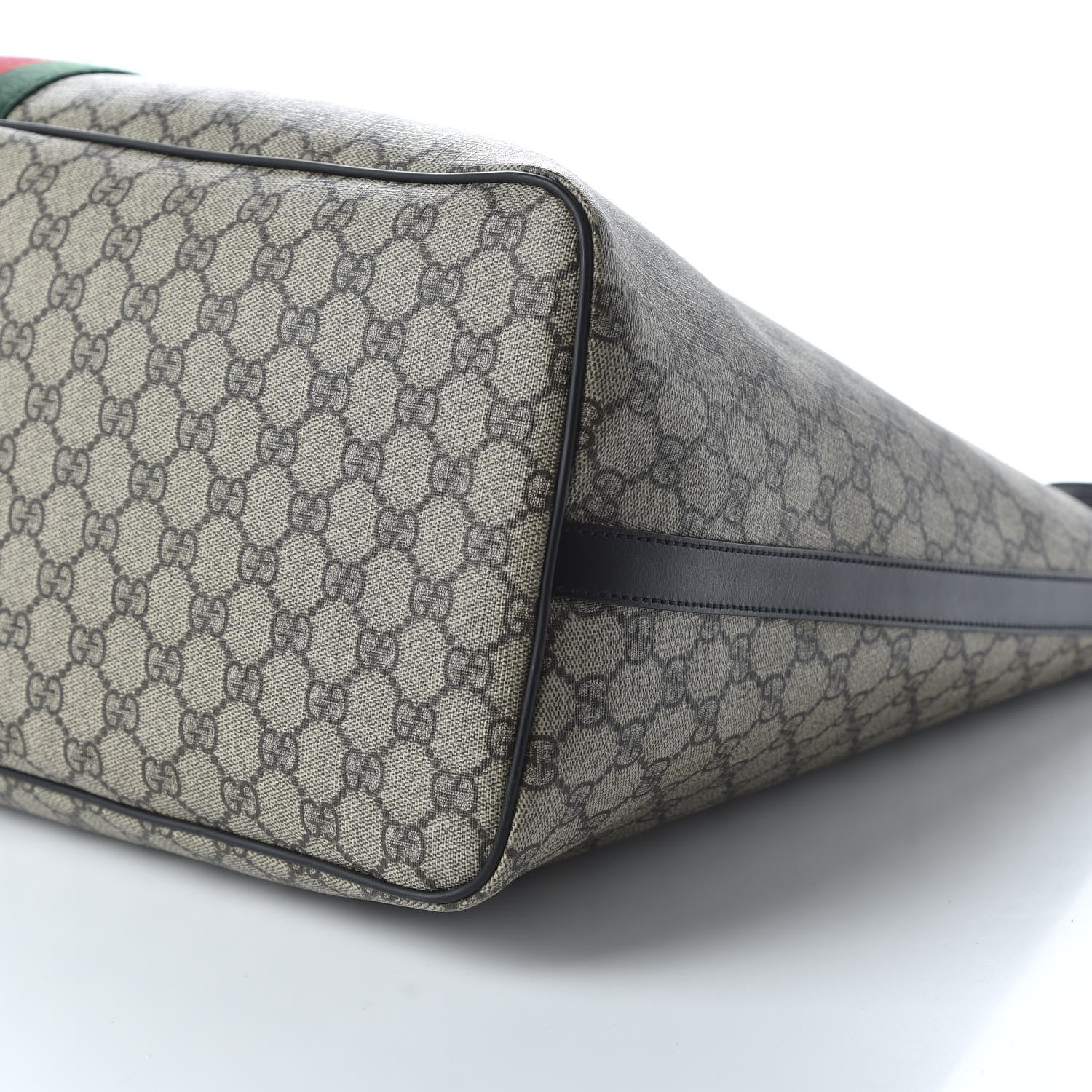 Gucci GG Supreme Monogram Web Large Zippered Tote Beige Black 7 of 10