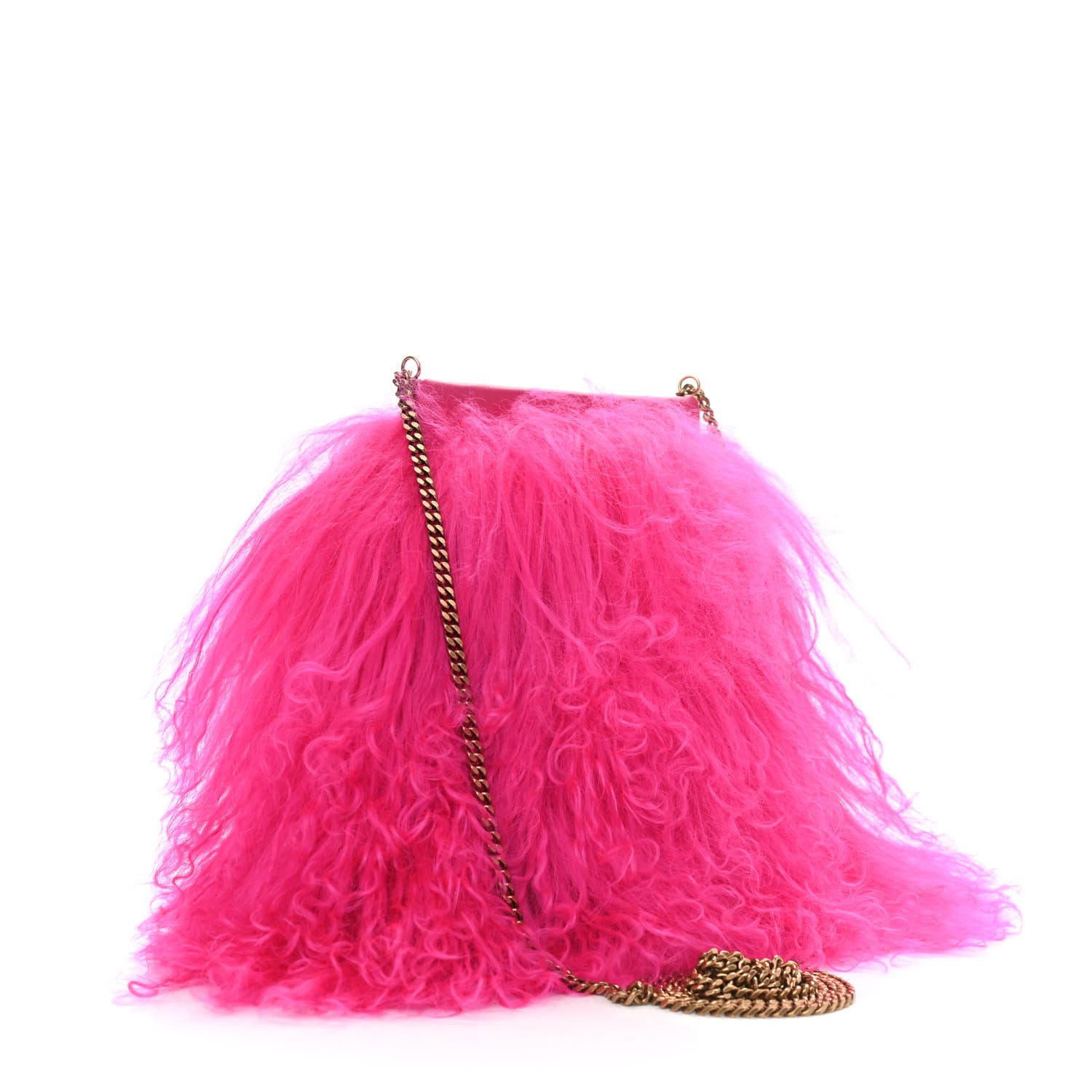 Saint Laurent Fur Mini Pac Pac Pouch On Chain Fuchsia 3 of 6