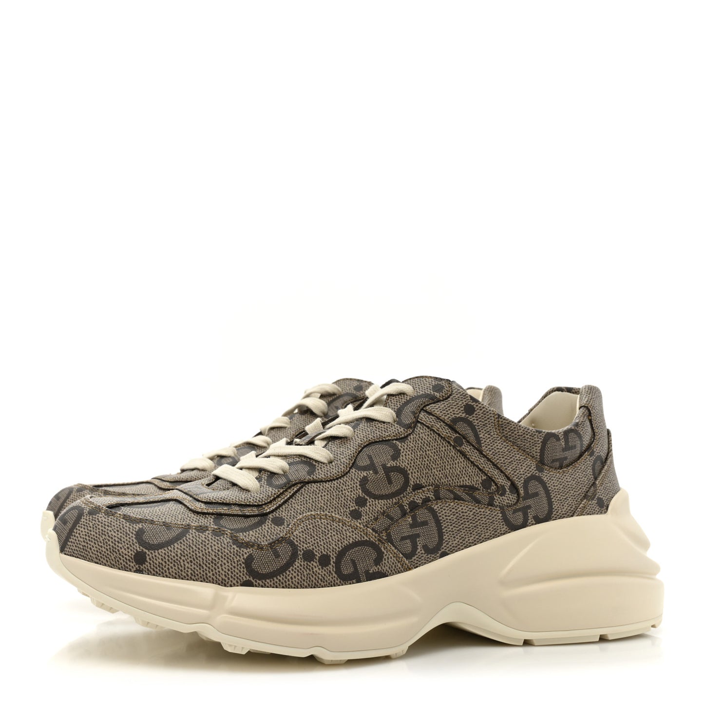 Maxi GG Supreme Monogram Gucci 100 Mens Rhyton Sneakers 9 Beige Ebony