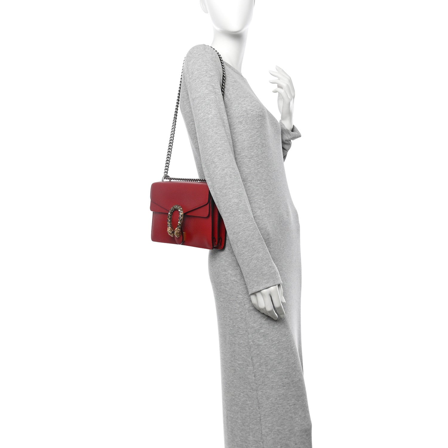 Gucci Dollar Calfskin Swarovski Crystal Small Dionysus Shoulder Bag Hibiscus Red 2 of 10