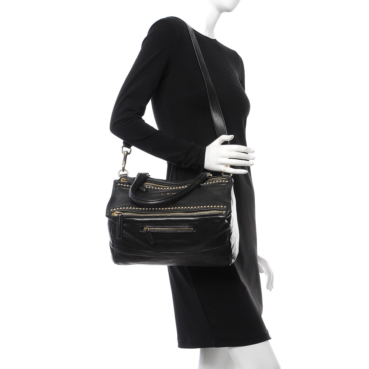 Washed Lambskin Medium Studded Pandora Black