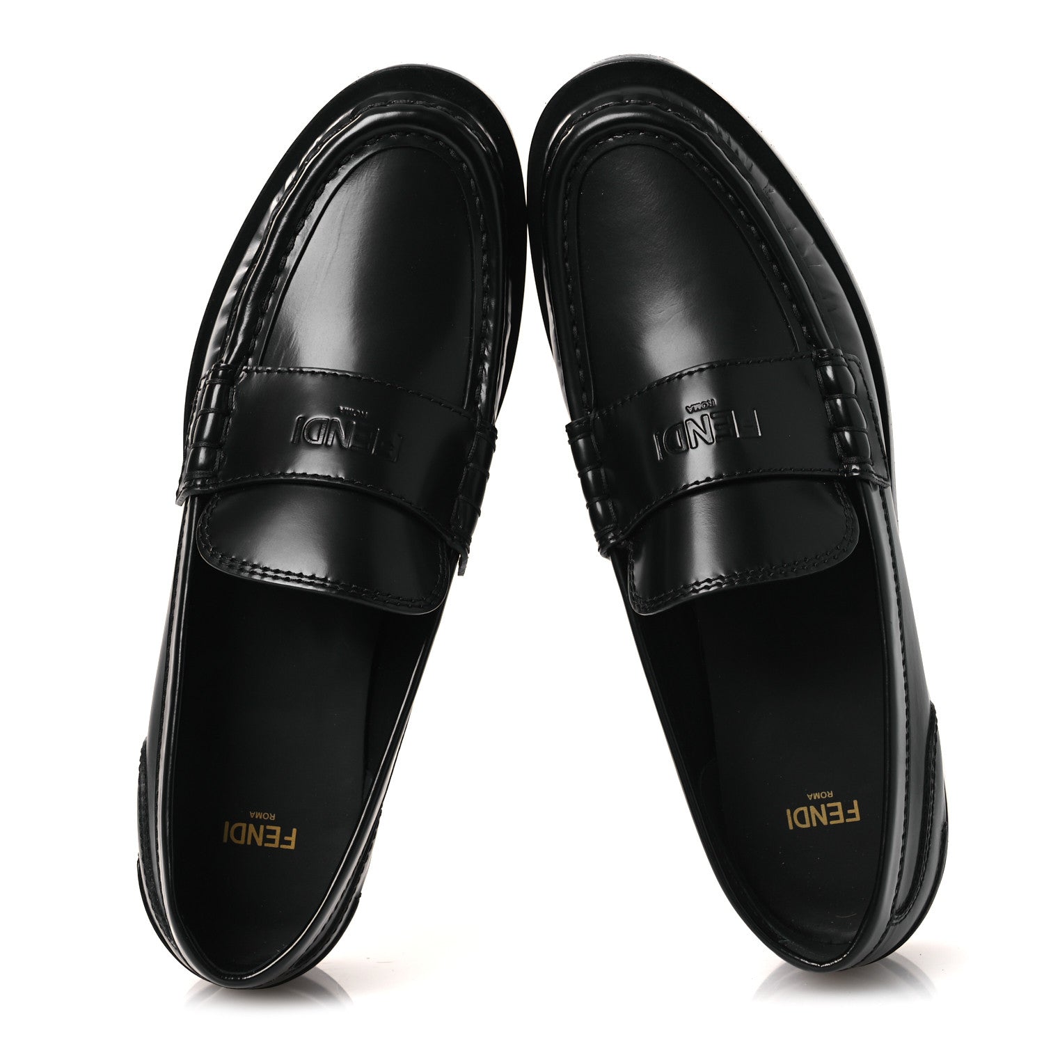 Fendi Vitello Logo Loafers 39.5 Black 2 of 10