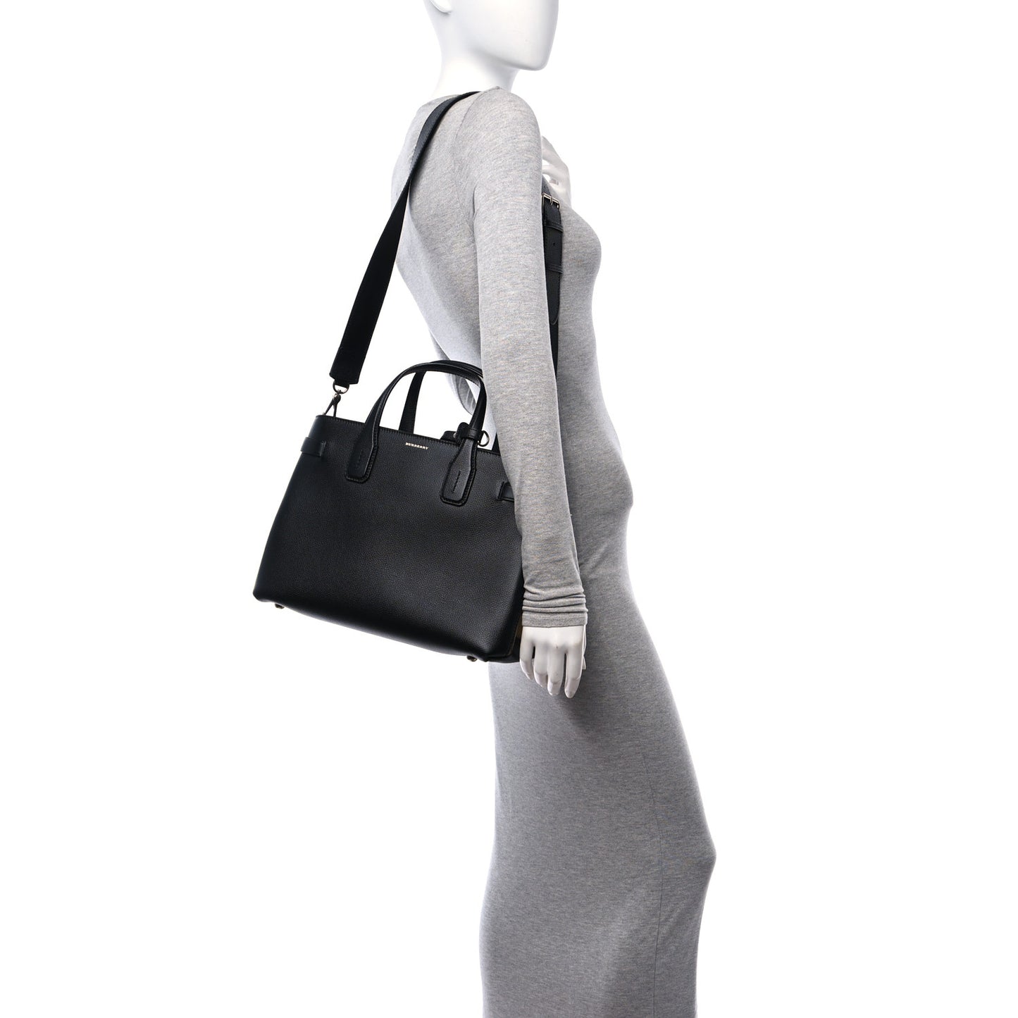 Derby Calfskin Vintage Check Medium Banner Tote Black