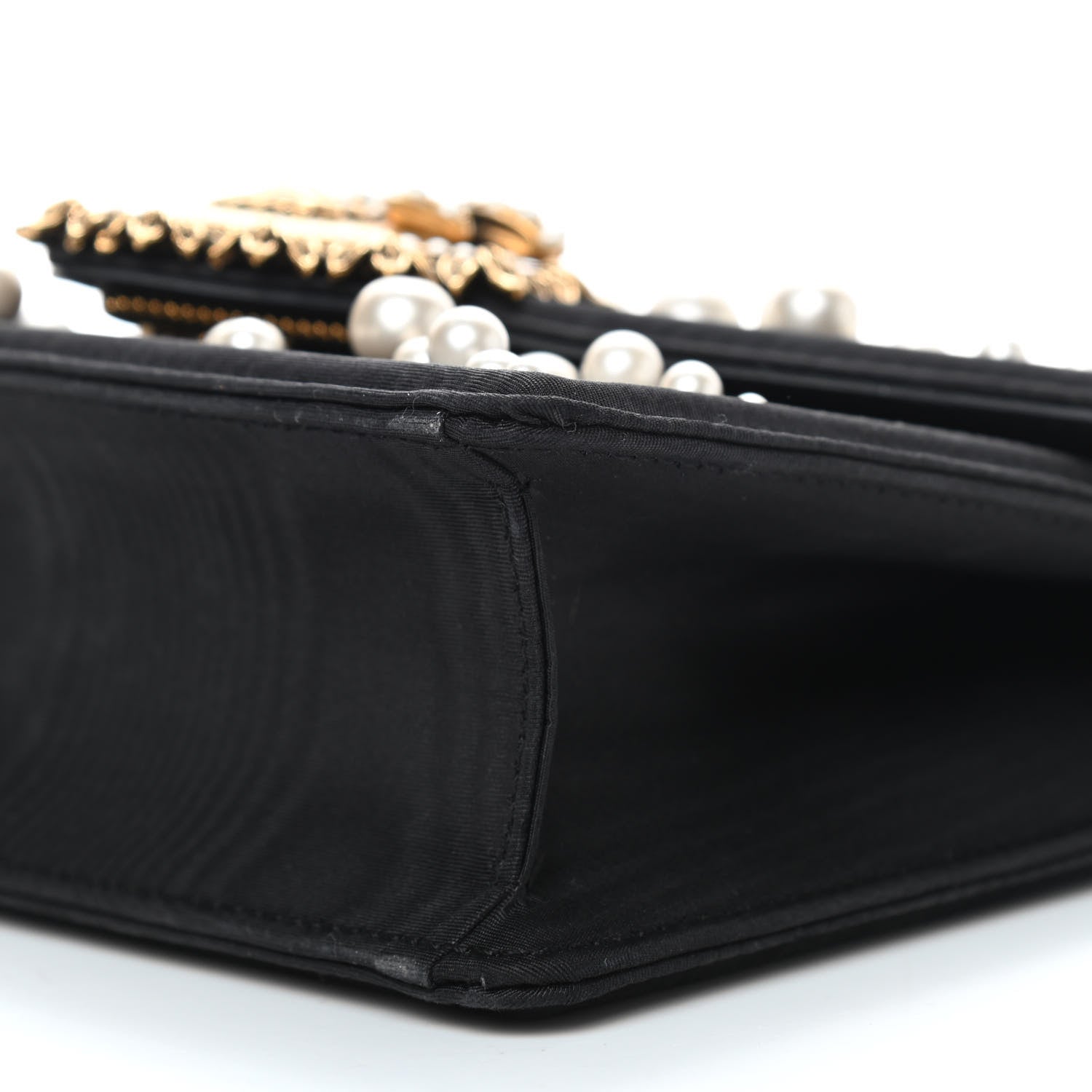 Dolce & Gabbana Moire Pearl Embellished Small Devotion Top Handle Bag Black 8 of 8