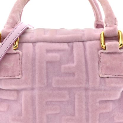Fendi Velvet FF Embossed Mini Boston Box Rose Confetto 8 of 14