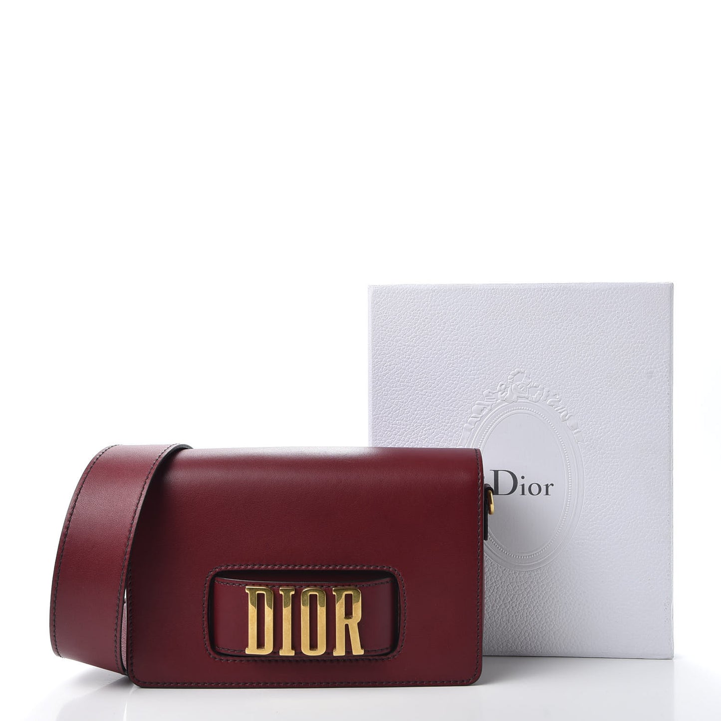 Smooth Calfskin Dio(r)evolution Flap Bag Dark Red