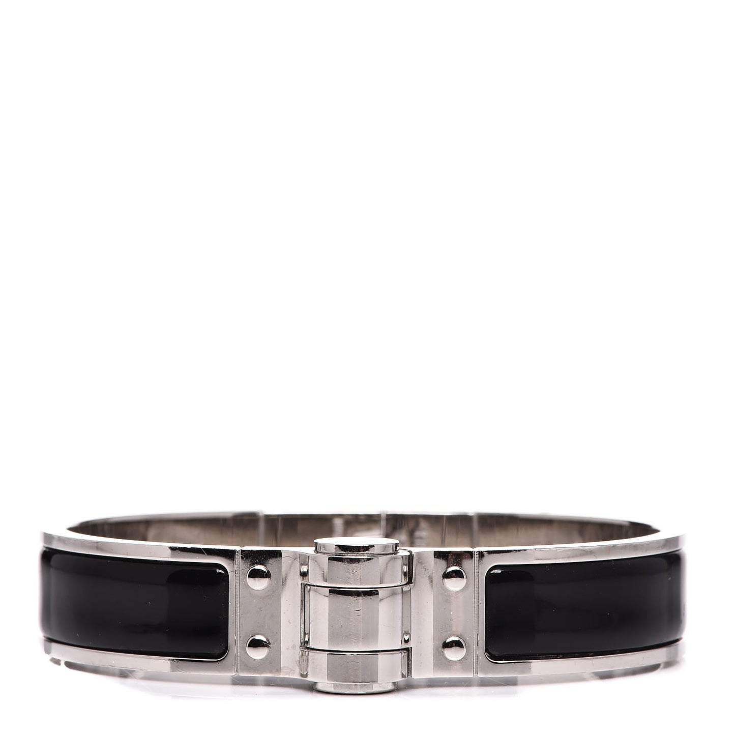 Enamel Charniere Uni Narrow Hinged Bracelet S Black