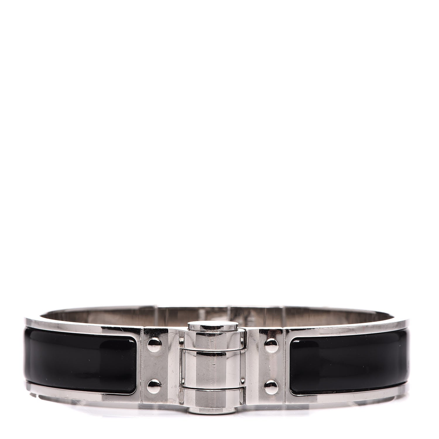 Hermes Enamel Charniere Uni Narrow Hinged Bracelet S Black 1 of 5