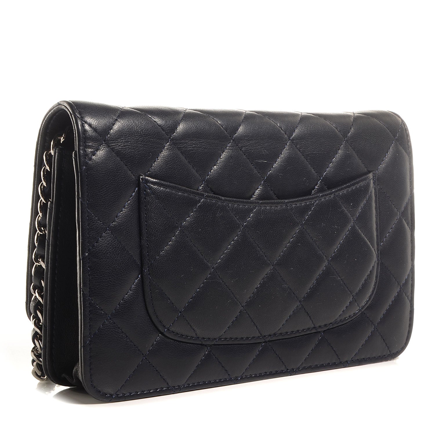 Chanel Lambskin Quilted Wallet On Chain WOC Navy Blue 3 of 9