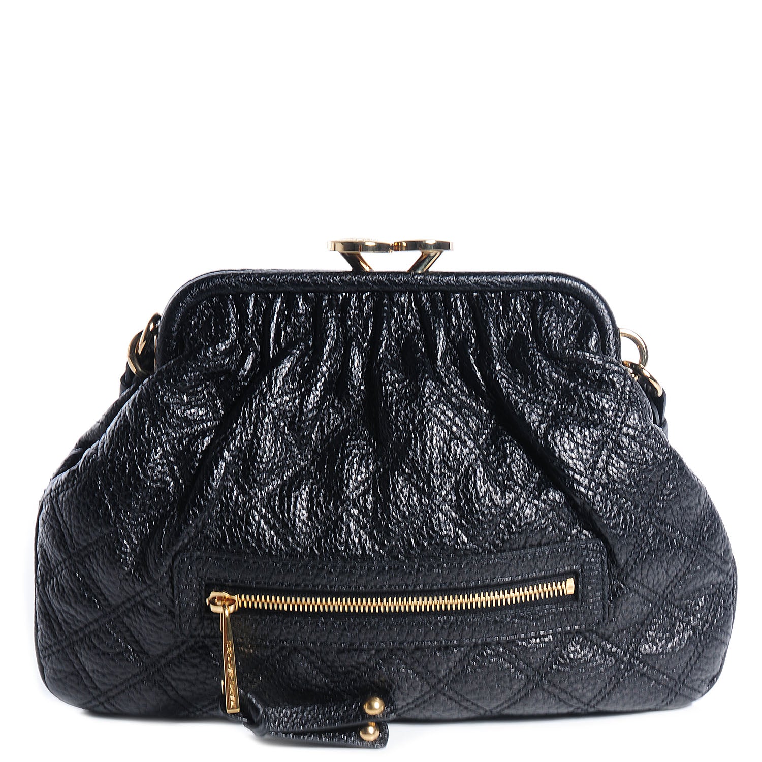 Marc Jacobs Quilted Pebbled Leather Tortoise Chain Little Stam Black 1 of 9