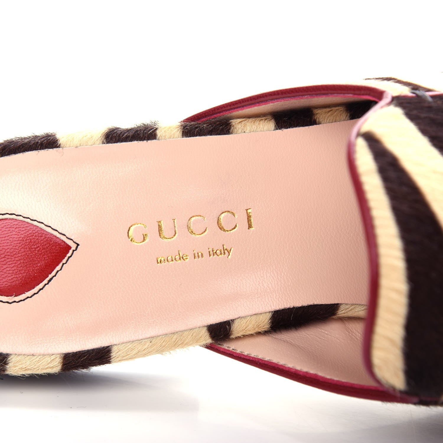 Gucci Calf Hair Tiger Print Womens Princetown Slippers 35.5 Natural Black Romantic Cherry 8 of 12