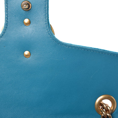 Gucci Velvet Matelasse Small GG Marmont Shoulder Bag Pavone Cyan 9 of 20