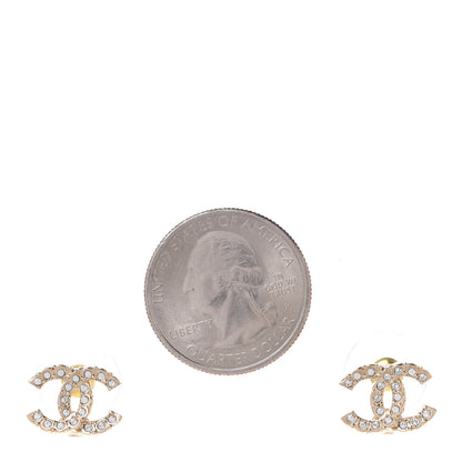 Chanel Crystal Studded CC Earrings Gold 2 of 5