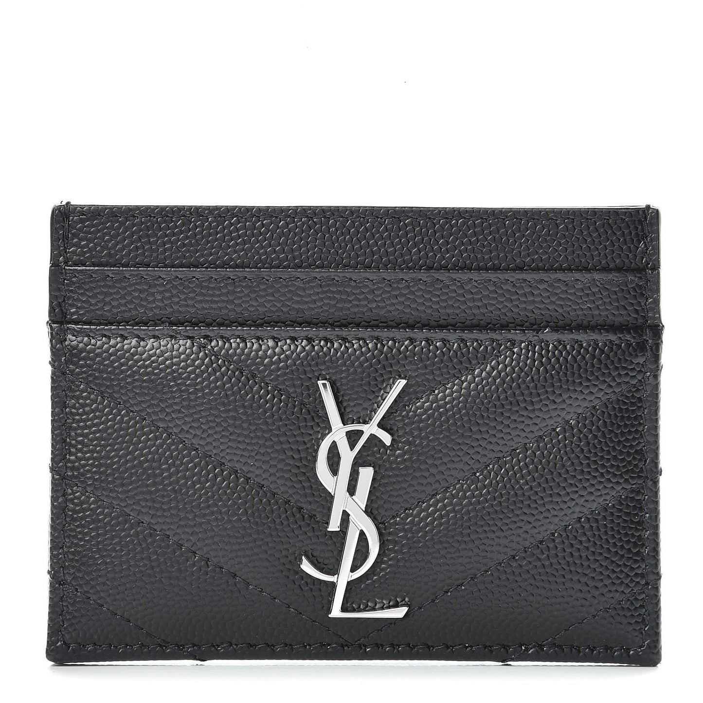 Grain De Poudre Matelasse Chevron Monogram Credit Card Case Black