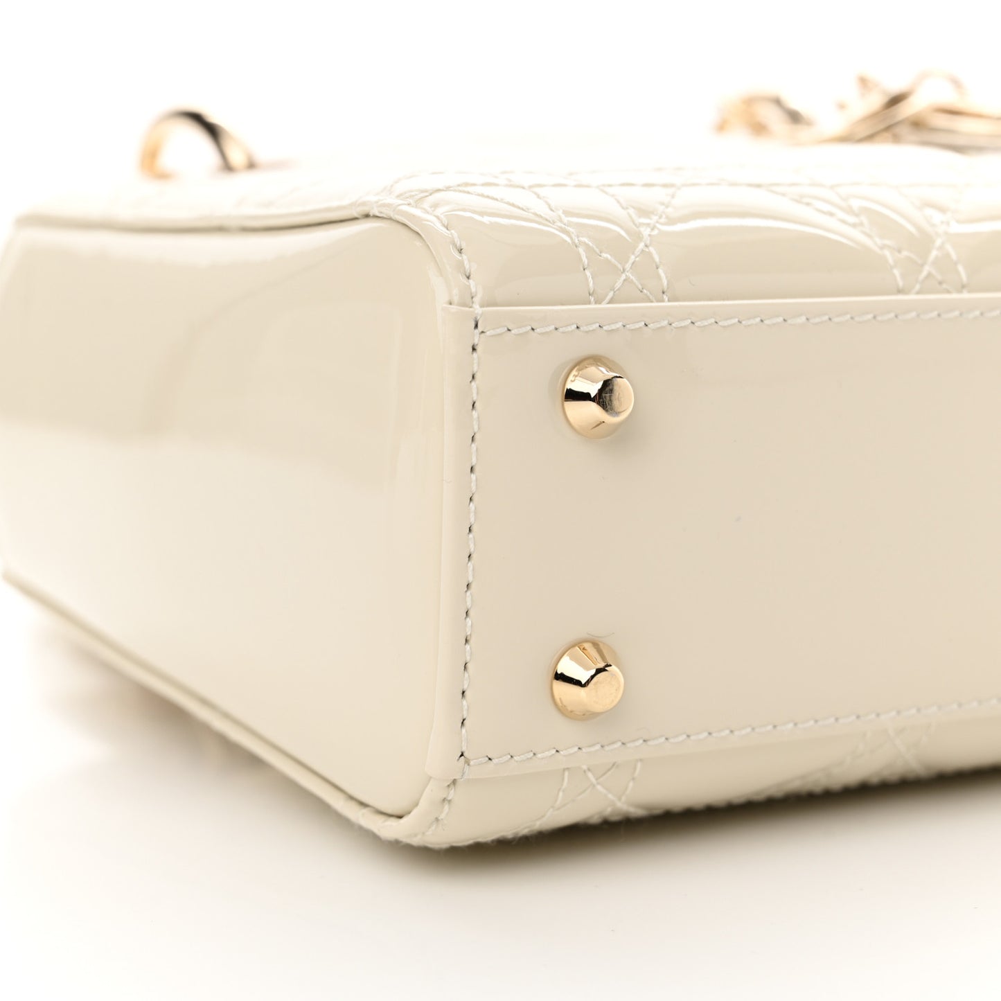 Patent Cannage Mini Lady Dior Latte