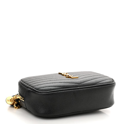Saint Laurent Grain De Poudre Matelasse Monogram Mini Lou Camera Bag Black 4 of 9