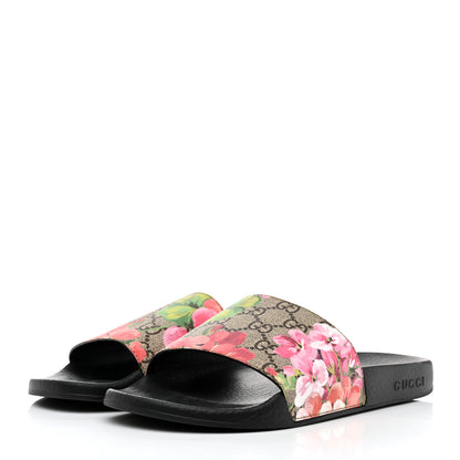 Gucci GG Supreme Monogram Blooms Slide Sandals 39 Beige Multicolor 3 of 8