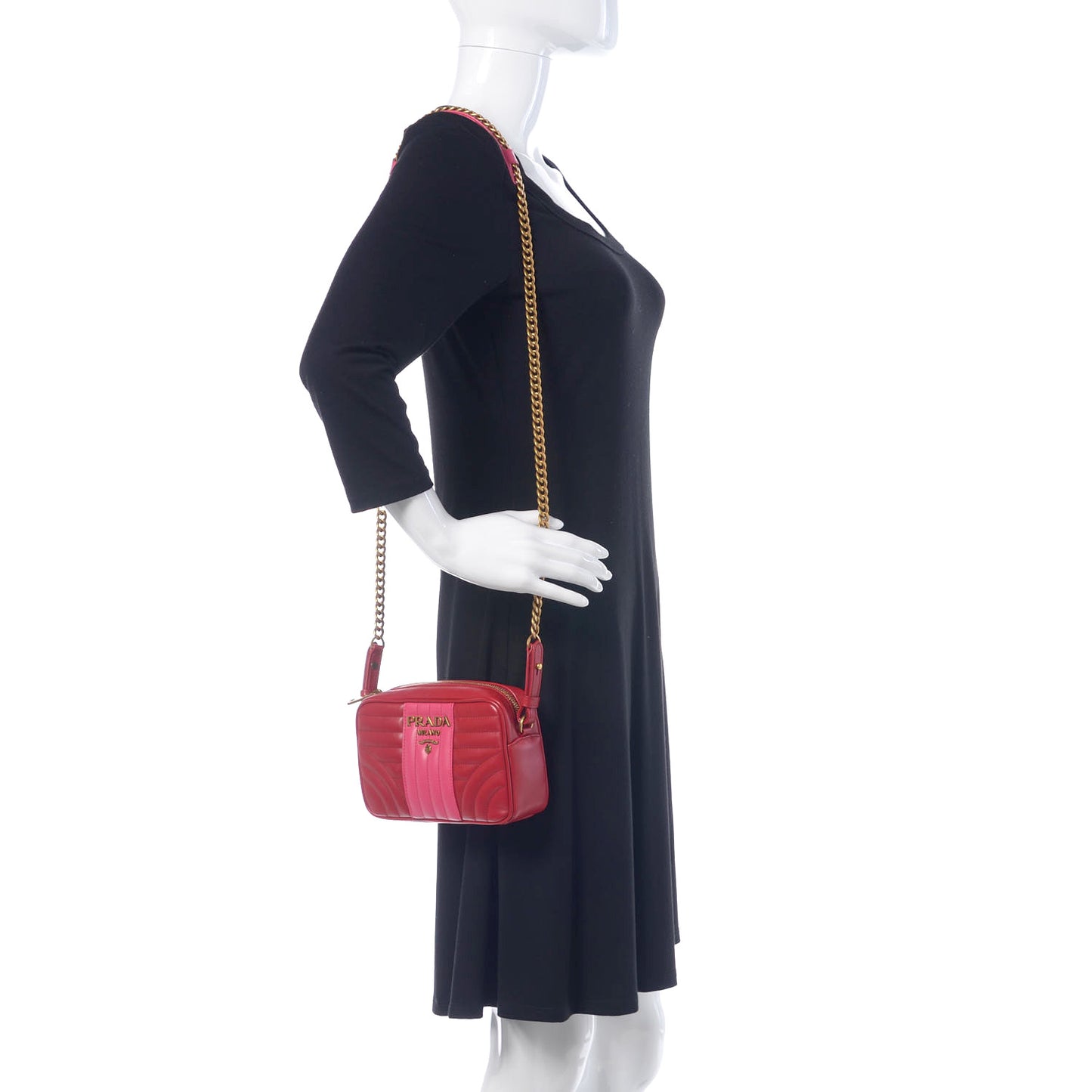 Soft Calfskin Diagramme Crossbody Bag Fuoco Magenta