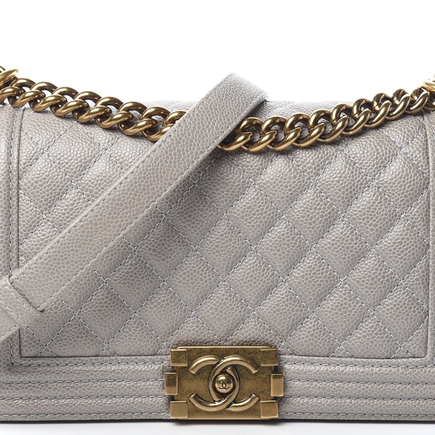 Chanel Caviar Quilted Medium Boy Flap Light Grey 10 of 11