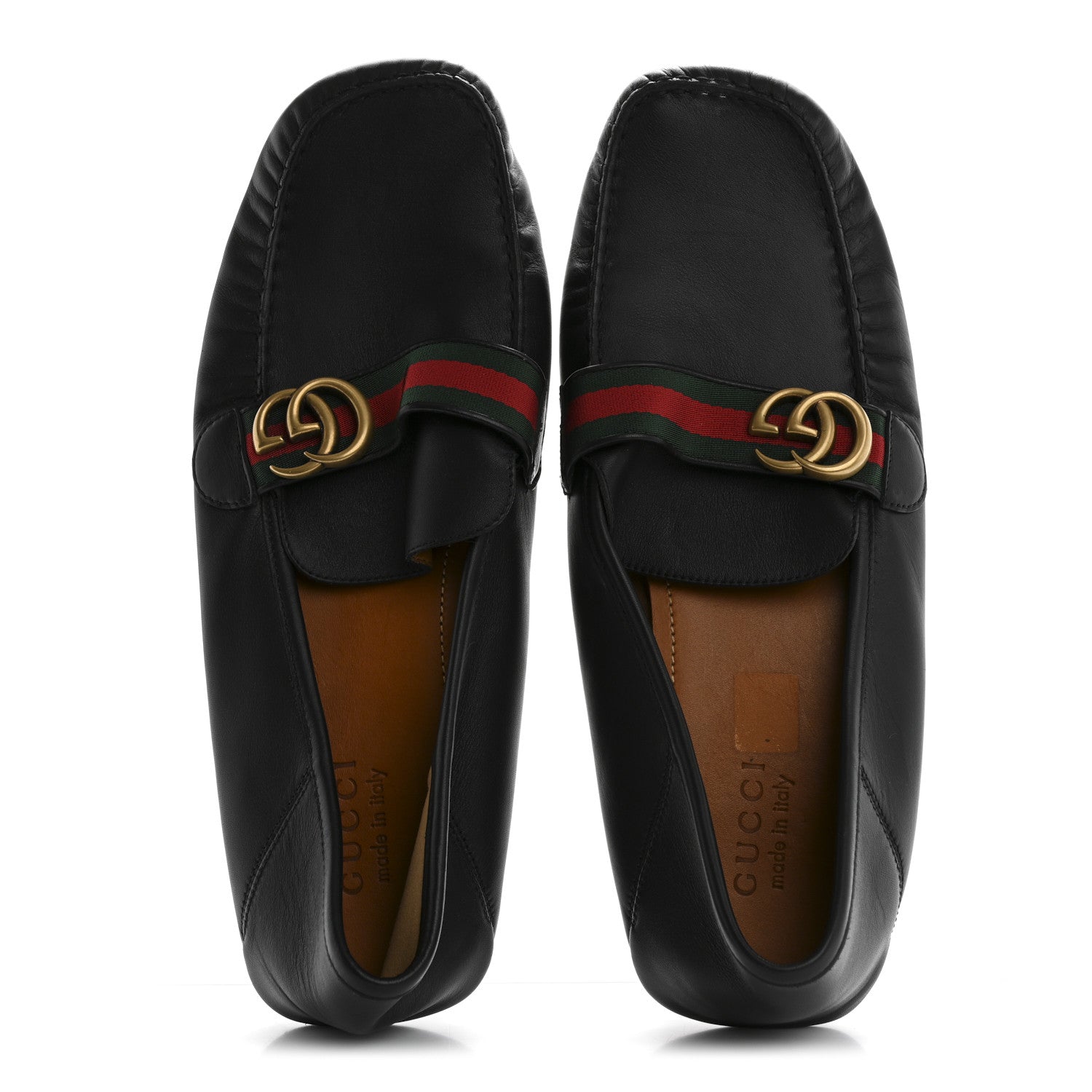 Gucci Velvety Calfskin Web Mens Noel Driver Loafers 12.5 Blue 5 of 12