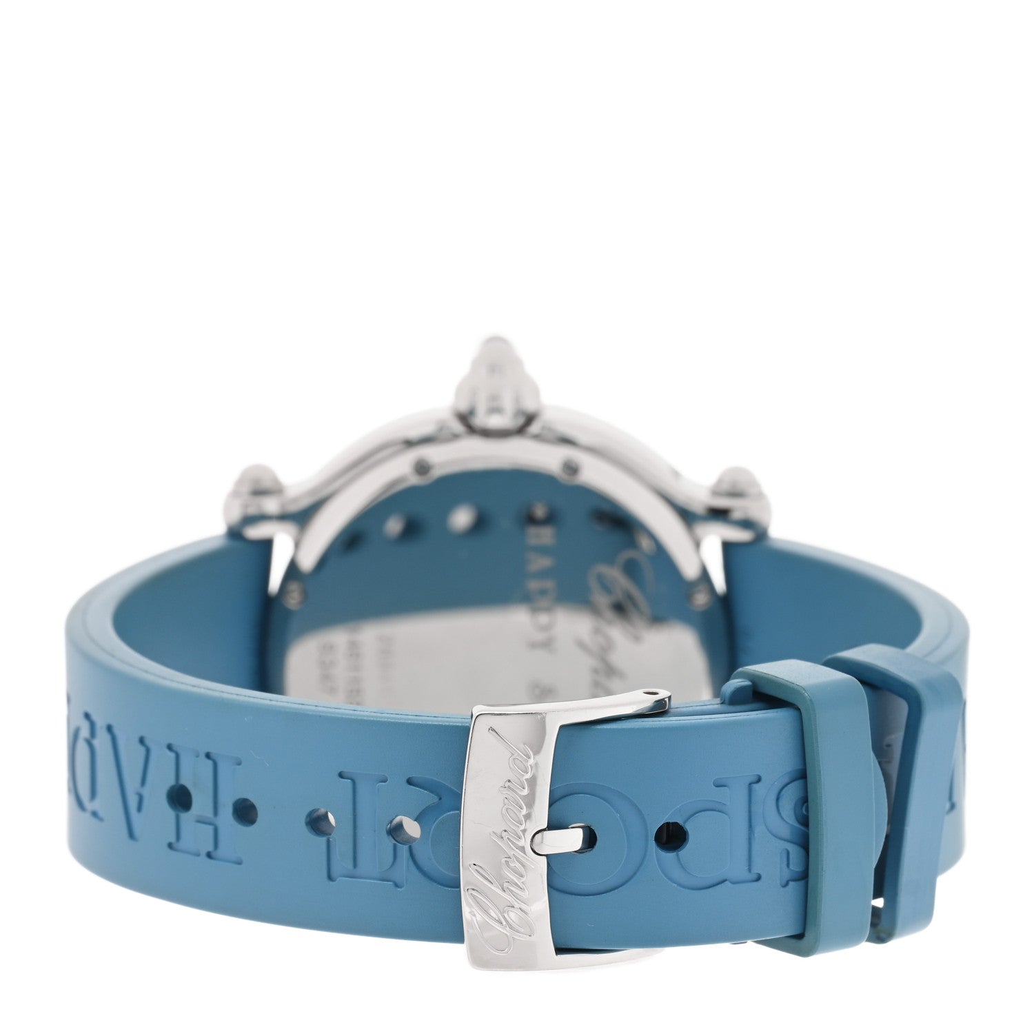 Chopard Stainless Steel Rubber Diamond Sapphire 38mm Happy Sport Butterfly Quartz Watch Blue 3 of 4