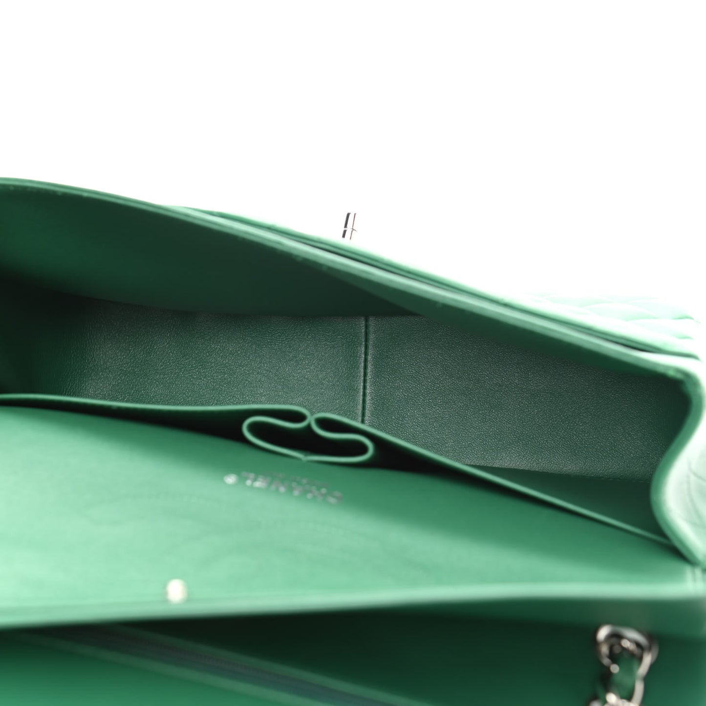 Lambskin Quilted Jumbo Double Flap Green