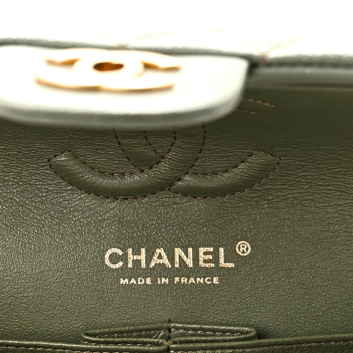 Iridescent Caviar Quilted Small Double Flap Green