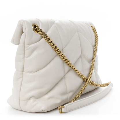 Saint Laurent Lambskin Quilted Medium Loulou Puffer Monogram Chain Satchel Crema Soft 3 of 13