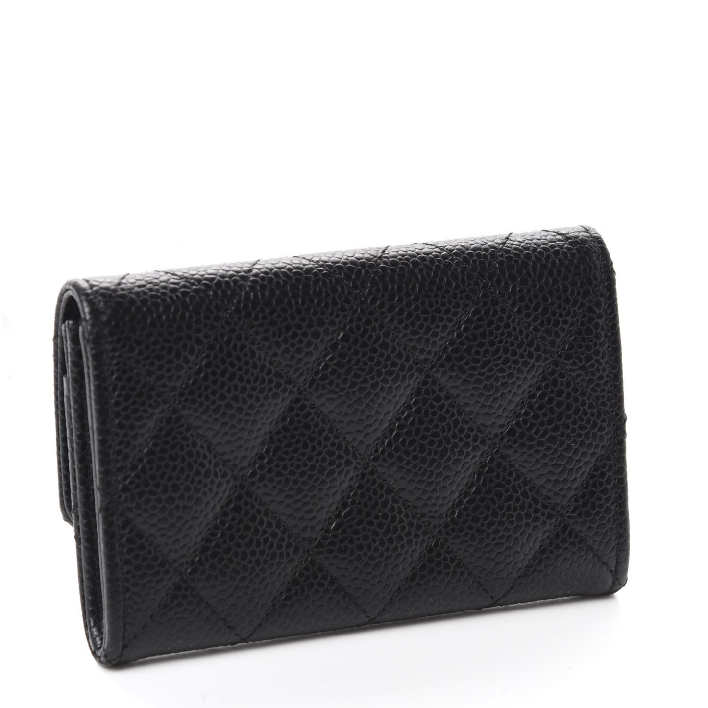 Caviar Quilted Flap Card Holder Black