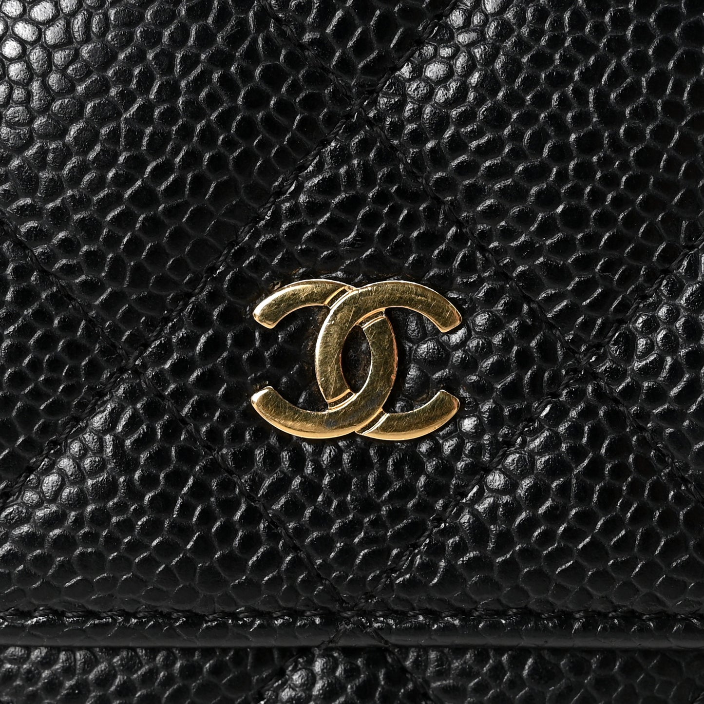 Caviar Quilted Wallet On Chain WOC Black