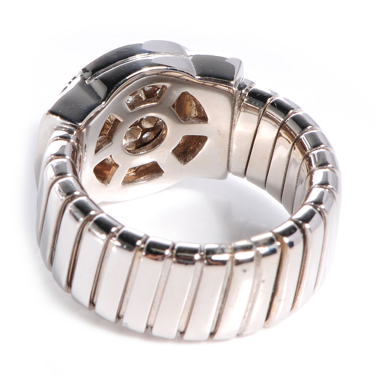 BVLGARI 18K White Gold Diamond Tubogas Ring 5