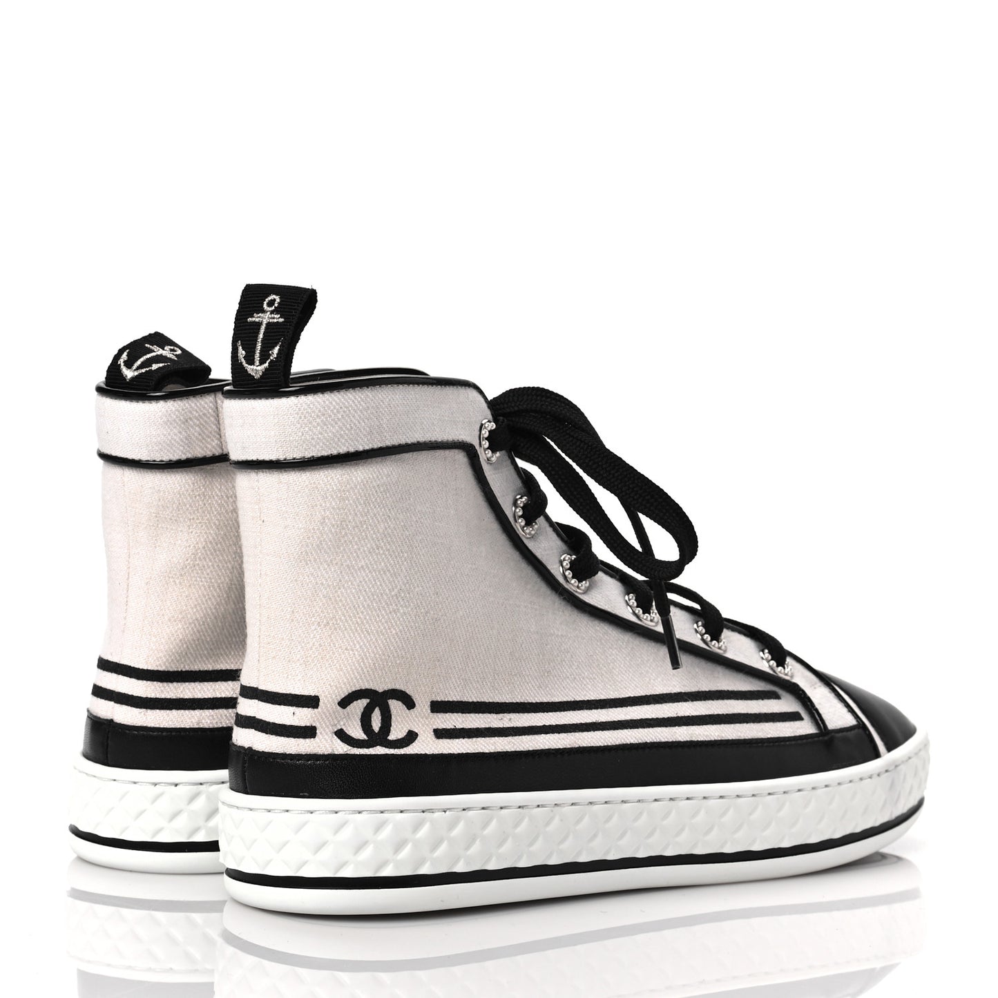 Fabric Lambskin Lace Up Cap Toe Sneakers 37 White Black