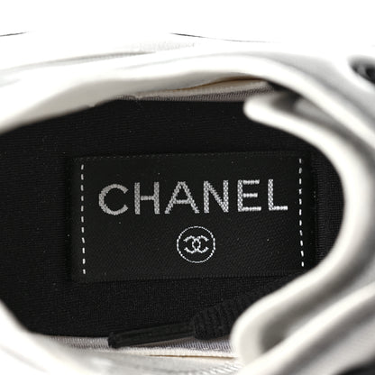 Chanel Calfskin Mesh Lycra Womens Logo Sneakers 38.5 White Black 7 of 7