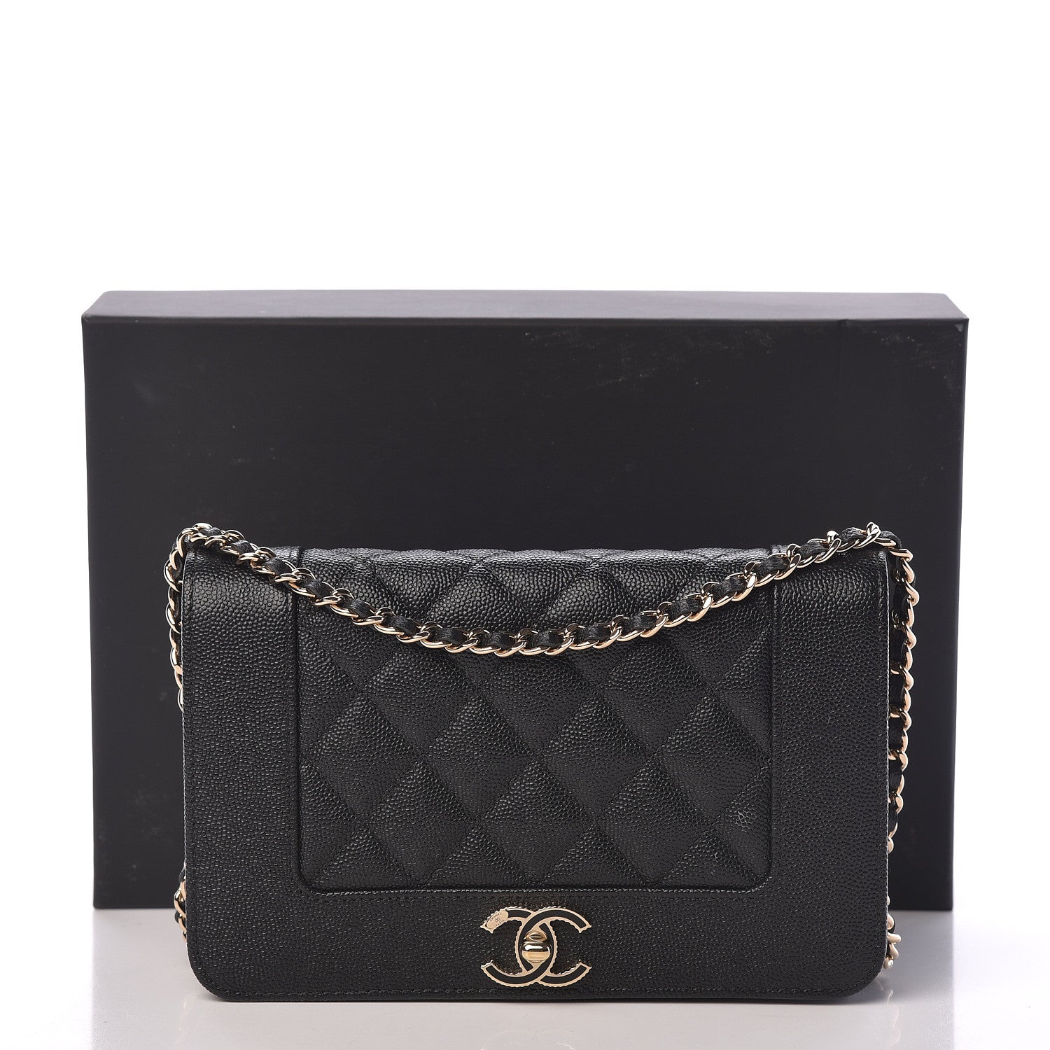 Chanel Caviar Quilted Vintage Mademoiselle Wallet On Chain WOC Black 12 of 12