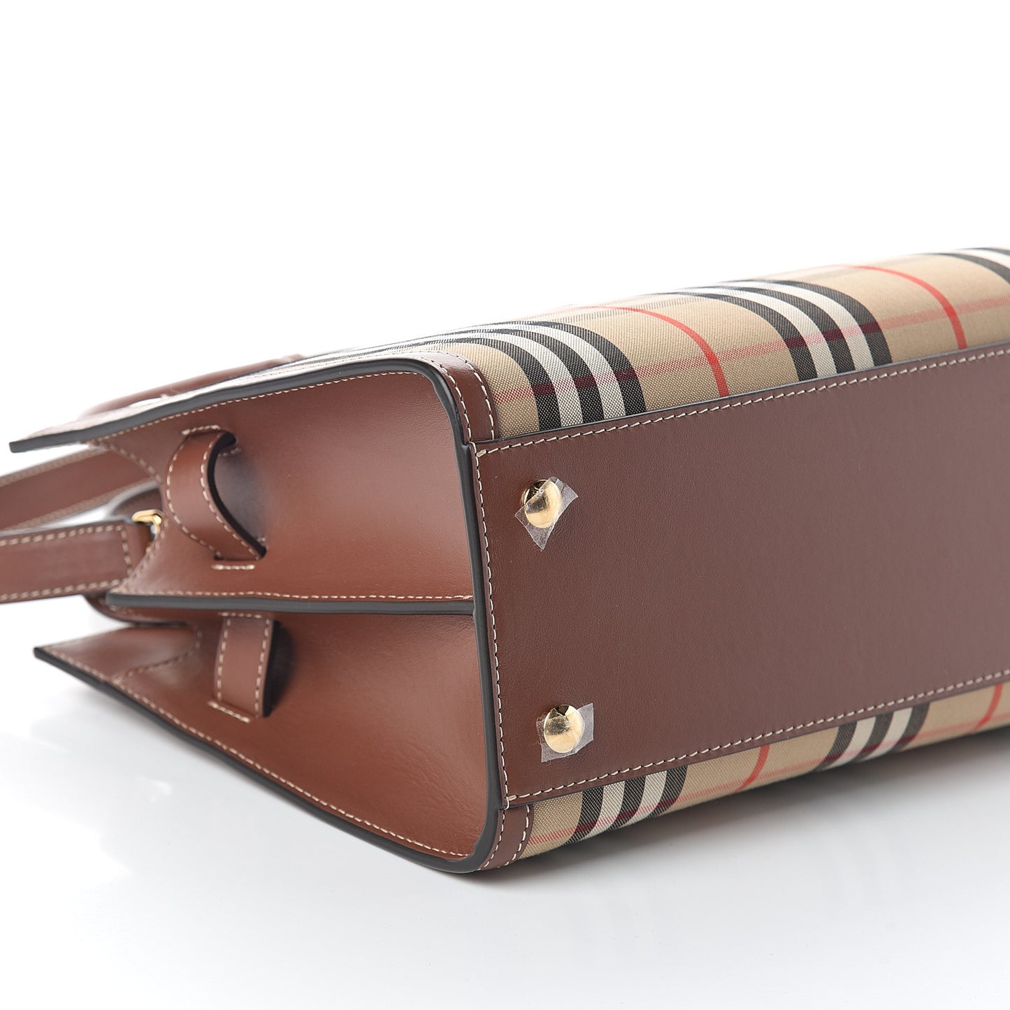 Calfskin Vintage Check Mini Two Handle Title Bag Archive Beige