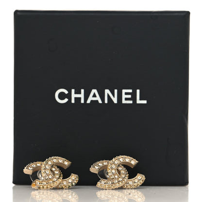 Chanel Crystal CC Earrings Light Gold 8 of 10