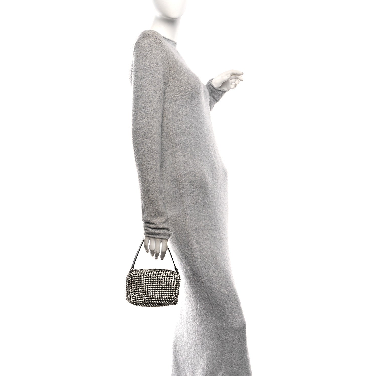 Alexander Wang Mesh Crystal Rhinestone Mini Heiress Pouch Black Silver 2 of 9