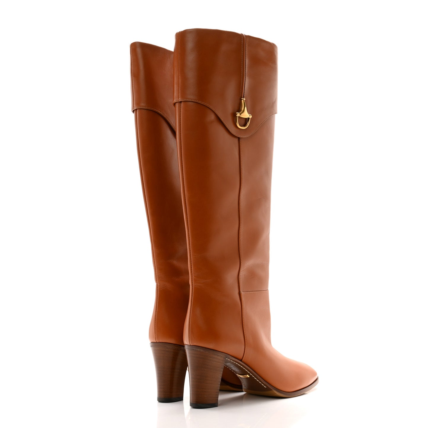 Calfskin Half Horsebit Tall Boots 40 Cognac
