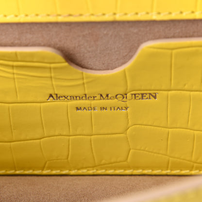 Alexander McQueen Shiny Crocodile Embossed Mini Jeweled Satchel Pop Yellow 7 of 11