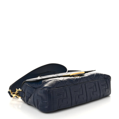 Fendi Nappa FF 1974 Embossed Baguette Midnight 4 of 11