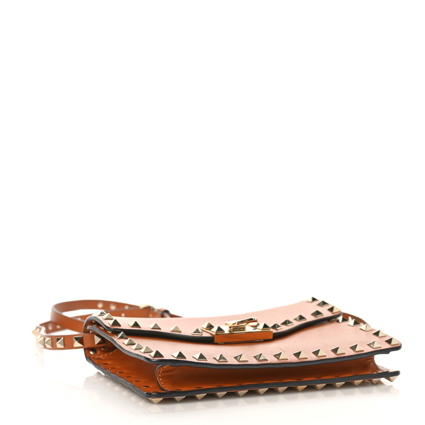 Vitello Mini Rockstud Flip Lock Crossbody Bag Light Cuir