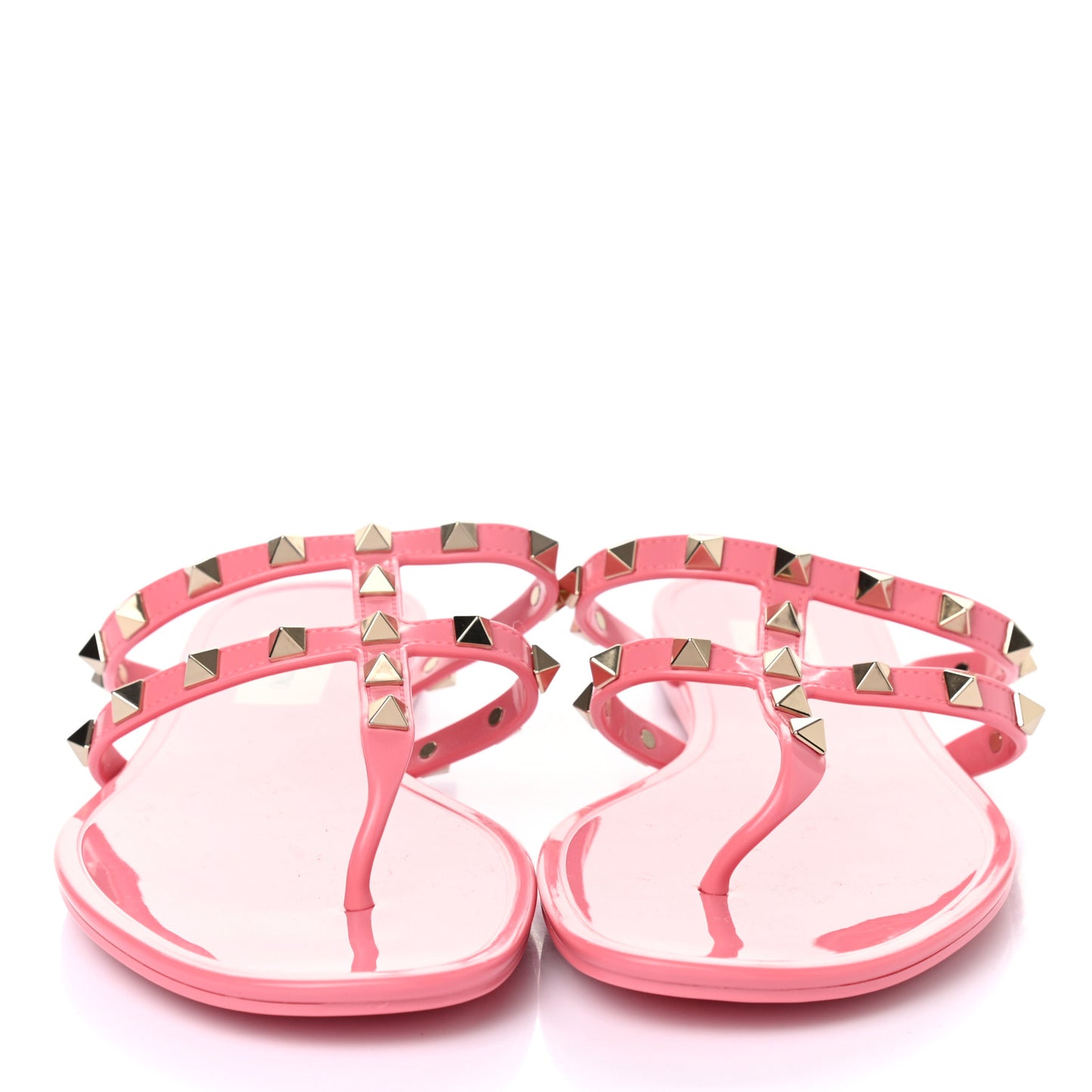 PVC Jelly Rockstud Caged Flat Thong Sandals 38 Sweet Pink