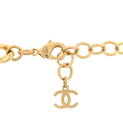 Chanel Metal Enamel Quilted Chain CC Necklace Gold Blue Pink 4 of 4