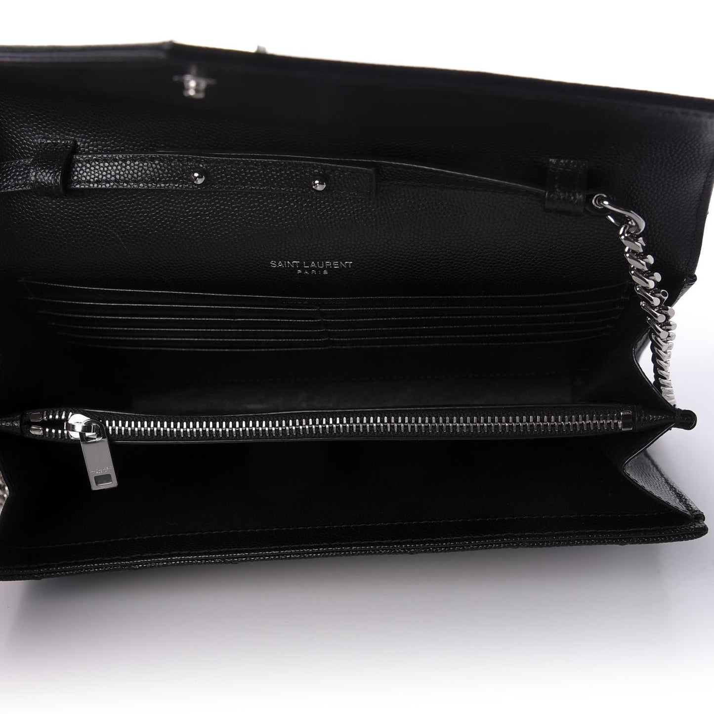 Grain De Poudre Matelasse Chevron Monogram Chain Wallet Black